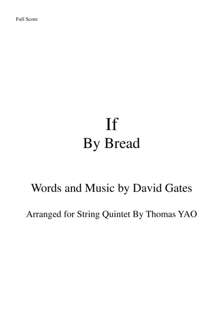 If By Bread For String Quintet Orchestra Sheet Music