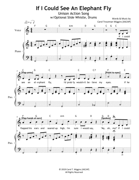 Free Sheet Music If I Could See An Elephant Fly