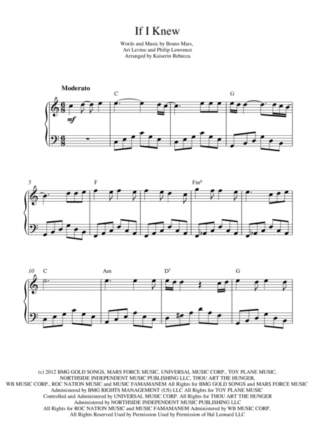 If I Knew Sheet Music