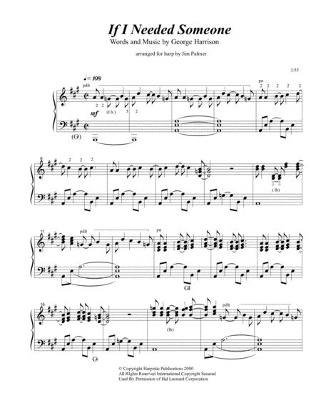 Free Sheet Music If I Needed Someone