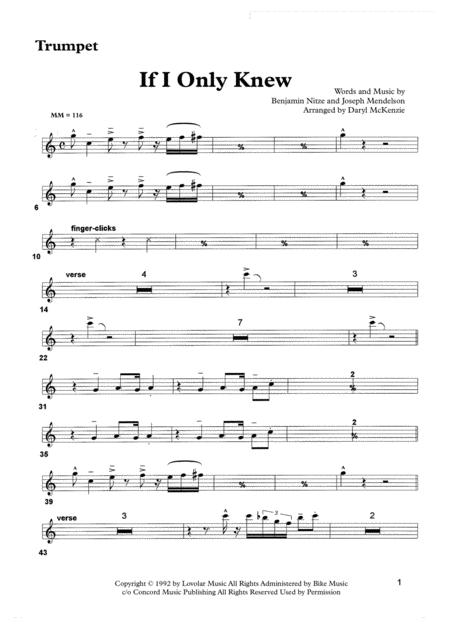 If I Only Knew Tom Jones Vocal With Small Band 4 Horns Key Of Bbm Sheet Music