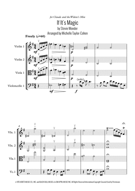 If Its Magic String Quartet Sheet Music