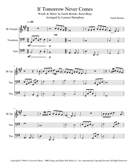 Free Sheet Music If Tomorrow Never Comes