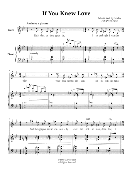 Free Sheet Music If You Knew Love For Voice And Piano