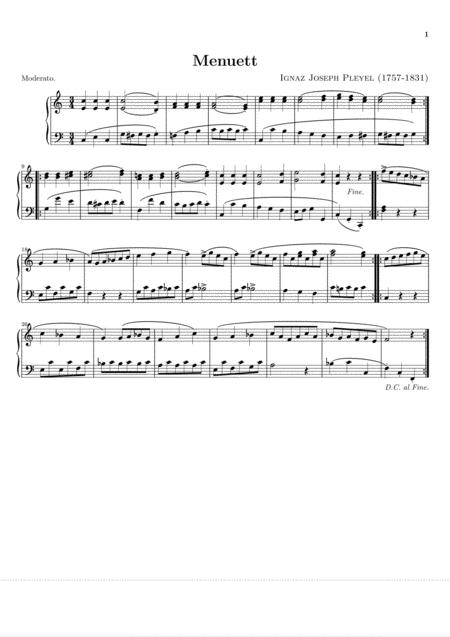 Free Sheet Music Ignaz Joseph Pleyel Sonatina In C Major Easy Piano