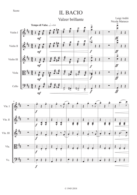 Il Bacio Full Score Sheet Music