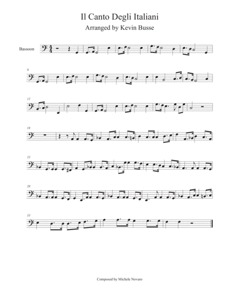 Free Sheet Music Il Canto Degli Italiani Bassoon