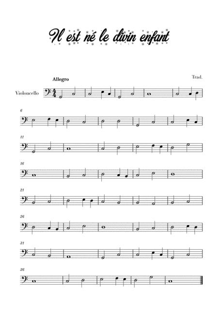 Free Sheet Music Il Est N Le Divin Enfant For Cello