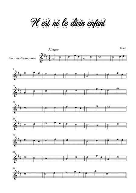 Il Est N Le Divin Enfant For Soprano Saxophone Sheet Music