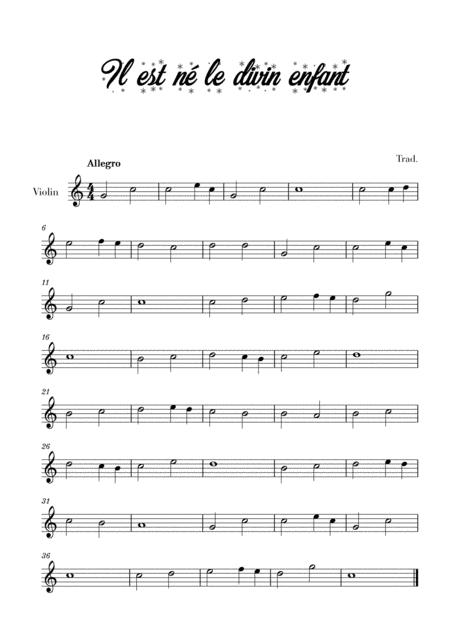 Free Sheet Music Il Est N Le Divin Enfant For Violin