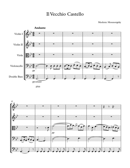 Free Sheet Music Il Vecchio Castello String Quintet Moussorgsky