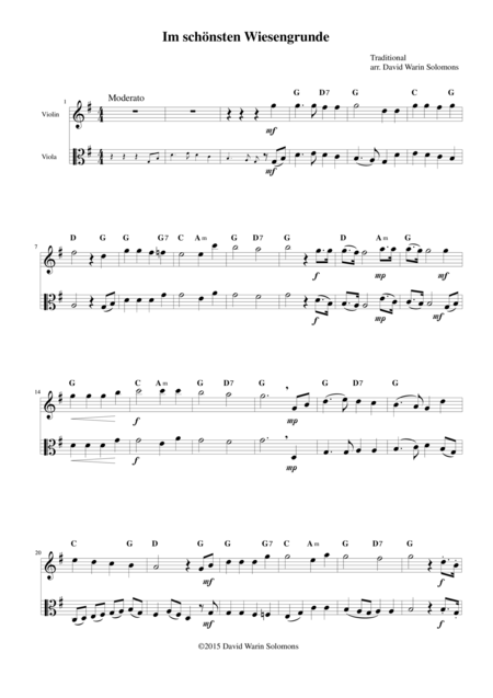Free Sheet Music Im Schnsten Wiesengrunde For Violin Viola And Guitar Chords