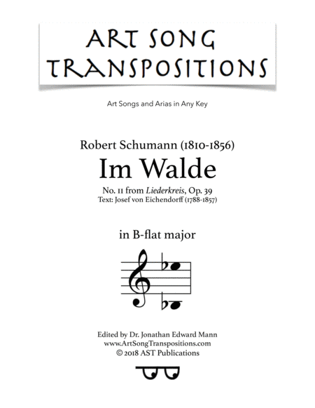 Im Walde Op 39 No 11 B Flat Major Sheet Music