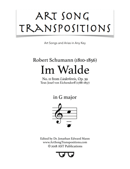 Im Walde Op 39 No 11 G Major Sheet Music