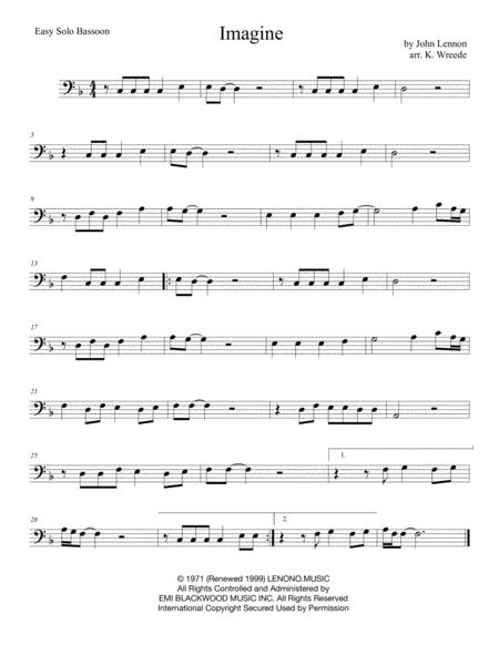 Imagine For Easy Solo Bassoon Sheet Music