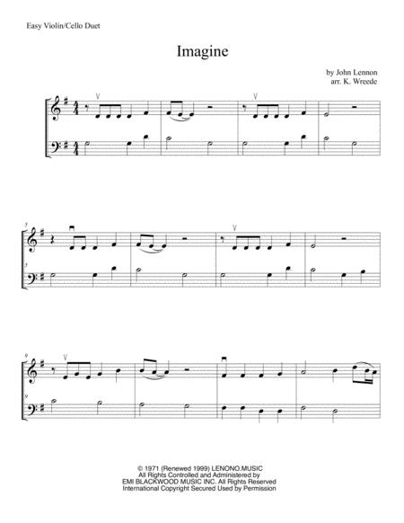 Free Sheet Music Imagine For Easy Violin And Cello Duet