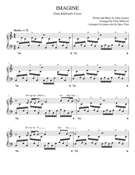 Imagine John Lennon Chris Klfford Cover For Piano Solo Easy Sheet Music