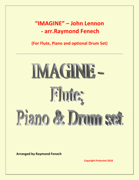 Free Sheet Music Imagine John Lennon Flute And Piano With Optional Drum Set