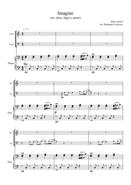 Free Sheet Music Imagine John Lennon Oboe Bassoon And Piano