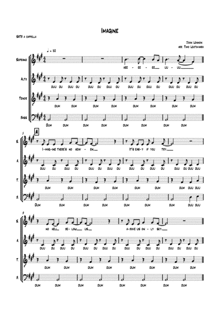 Imagine Satb A Cappella Sheet Music