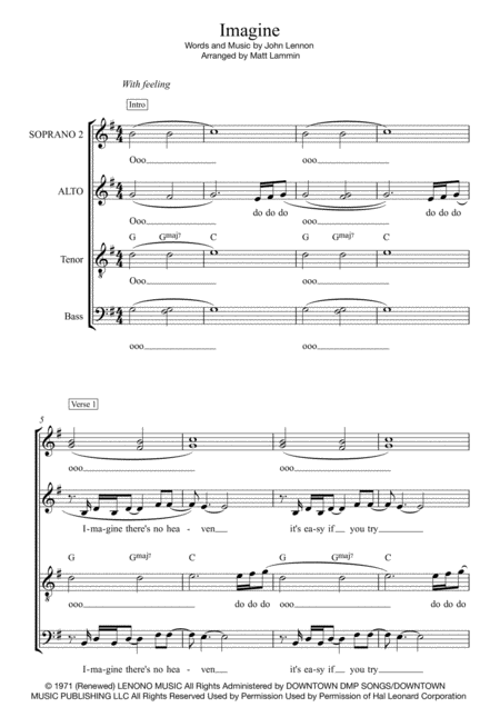 Imagine Satb Sheet Music