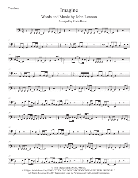 Free Sheet Music Imagine Trombone Original Key