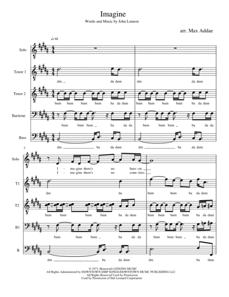 Imagine Ttbb A Cappella Sheet Music