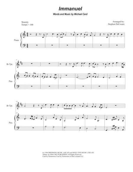 Immanuel For Bb Trumpet Solo And Piano Sheet Music