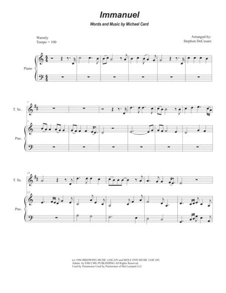 Immanuel For Tenor Saxophone And Piano Sheet Music