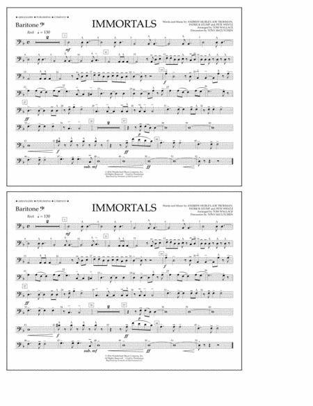 Immortals From Big Hero 6 Arr Tom Wallace Baritone B C Sheet Music