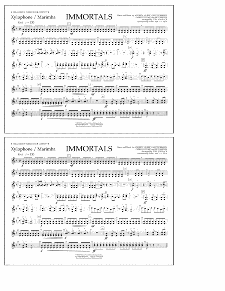 Immortals From Big Hero 6 Arr Tom Wallace Xylophone Marimba Sheet Music