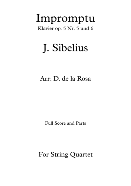 Impromptu Fr Streichorchester J Sibelius For String Quartet Full Score And Parts Sheet Music