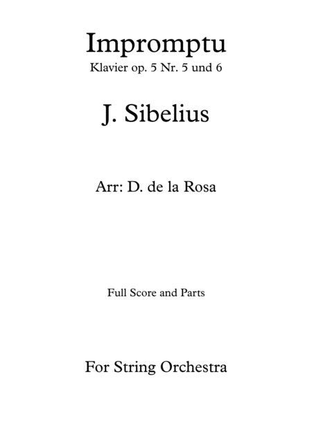 Free Sheet Music Impromptu Fr Streichorchester J Sibelius For Strings Full Score And Parts