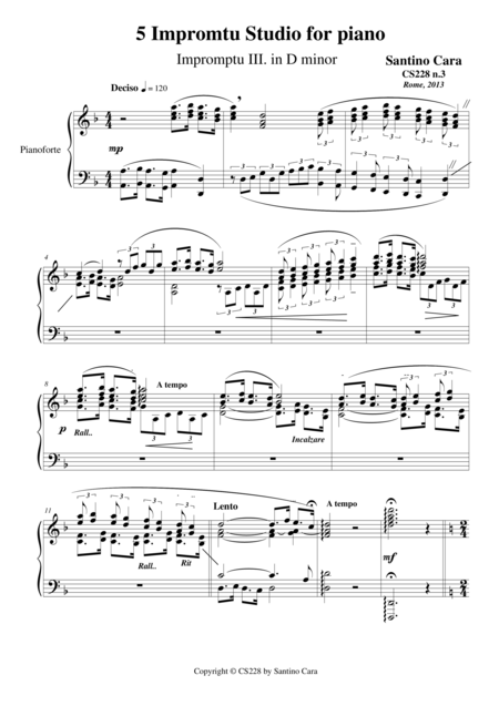 Free Sheet Music Impromptu Study N 3 In D Minor For Piano