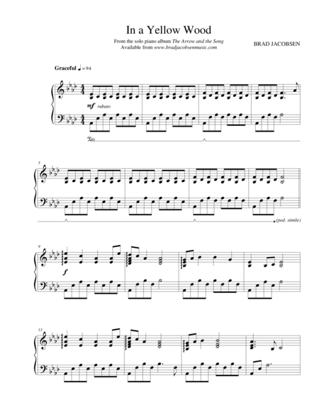 In A Yellow Wood By Brad Jacobsen Sheet Music