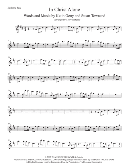 In Christ Alone Bari Sax Sheet Music