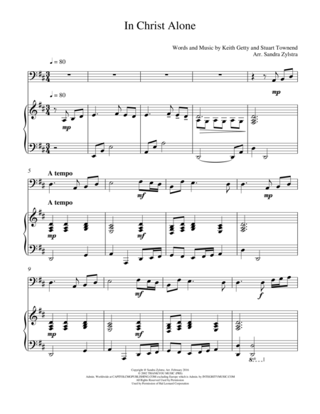 Free Sheet Music In Christ Alone Bass C Instrument Solo