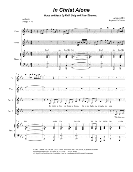 In Christ Alone For 2 Part Choir Sheet Music