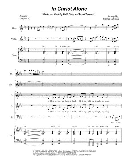 In Christ Alone For Vocal Trio Sab Sheet Music