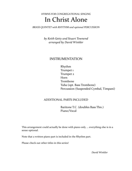 In Christ Alone Hymn Accompaniment Sheet Music