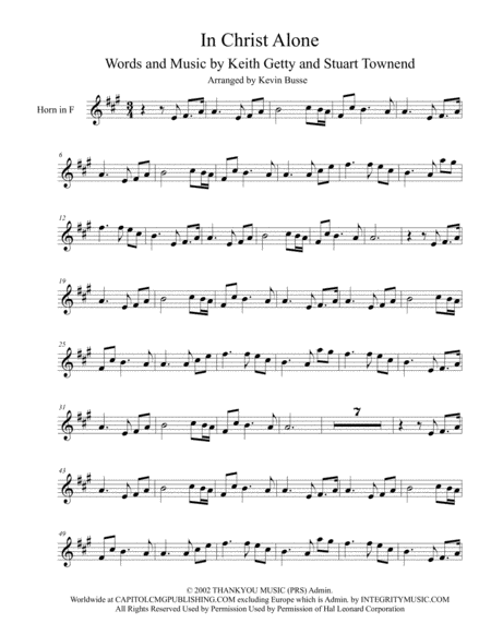 In Christ Alone Original Key Horn In F Sheet Music