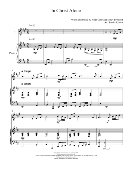 In Christ Alone Treble F Instrument Solo Sheet Music