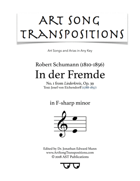 In Der Fremde Op 39 No 1 F Sharp Minor Sheet Music