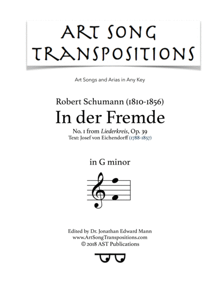 Free Sheet Music In Der Fremde Op 39 No 1 G Minor