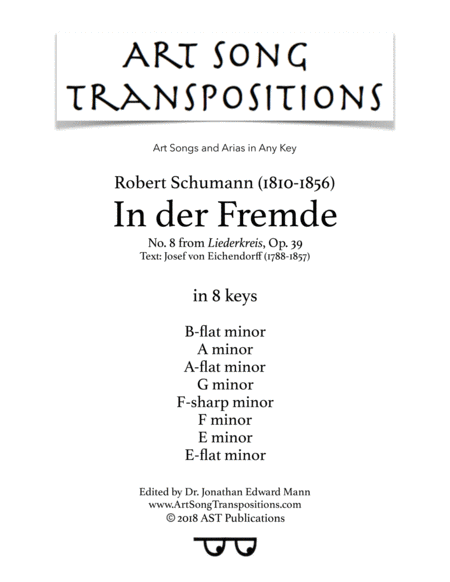 Free Sheet Music In Der Fremde Op 39 No 8 In 8 Keys B Flat A A Flat G F Sharp F E E Flat Minor