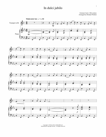 Free Sheet Music In Dulci Jubilo