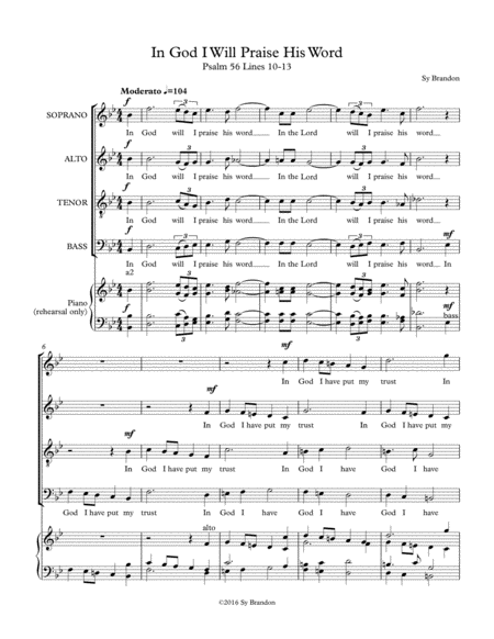 In God I Will Praise His Word Sheet Music