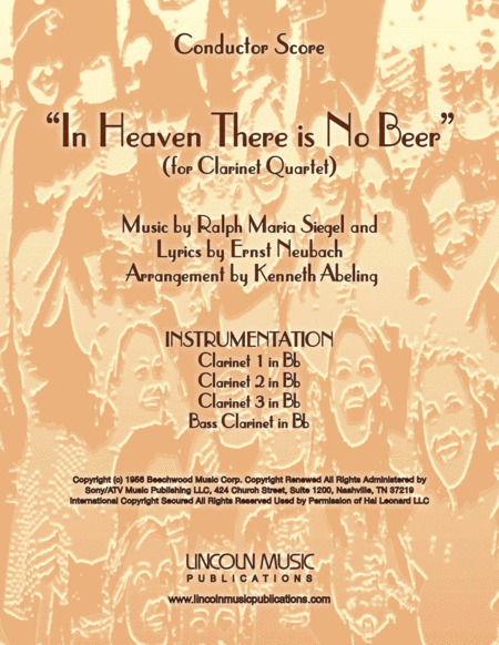 In Heaven There Is No Beer For Clarinet Quartet Sheet Music