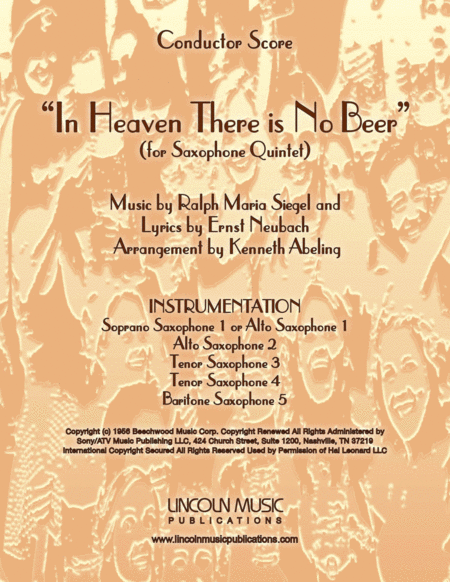 In Heaven There Is No Beer For Saxophone Quintet Sattb Or Aattb Sheet Music