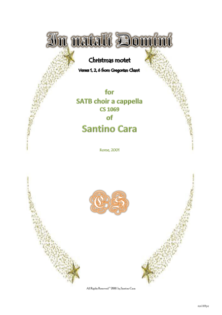 In Natali Domini Christmas Motet For Satb Choir A Cappella Sheet Music